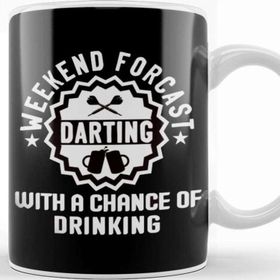 Baskı Dükkanı Weekend Forecast Darting Beer Drinking Dartist Darts Player Beyaz Porselen Kupa Bardak