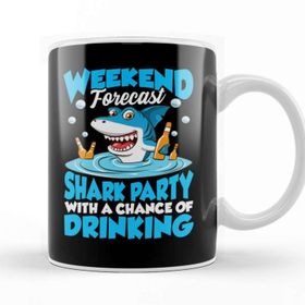 Baskı Dükkanı Weekend Forecast Shark Party &amp; Chance Of Drinking Beyaz Porselen Kupa Bardak