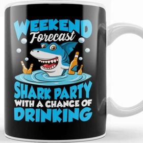 Baskı Dükkanı Weekend Forecast Shark Party &amp; Chance Of Drinking Beyaz Porselen Kupa Bardak