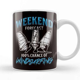 Baskı Dükkanı Weekend Forecast Windsurfing Windsurfer Sailboarding Ocean Beyaz Porselen Kupa Bardak