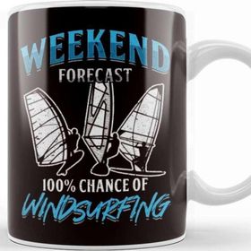 Baskı Dükkanı Weekend Forecast Windsurfing Windsurfer Sailboarding Ocean Beyaz Porselen Kupa Bardak