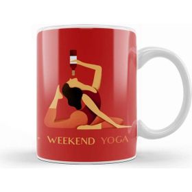 Baskı Dükkanı Weekend Yoga Beyaz Porselen Kupa Bardak