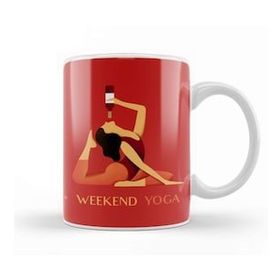 Baskı Dükkanı Weekend Yoga Beyaz Porselen Kupa Bardak