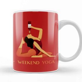 Baskı Dükkanı Weekend Yoga Beyaz Porselen Kupa Bardak