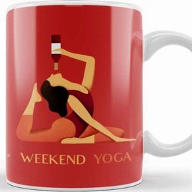 Baskı Dükkanı Weekend Yoga Beyaz Porselen Kupa Bardak