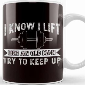 Baskı Dükkanı Weightlifting Like Old Man Bodybuilding Barbell Workout Porselen Beyaz Kupa Bardak