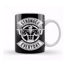 Baskı Dükkanı Weightlifting Stronger Everyday Beyaz Porselen Kupa Bardak