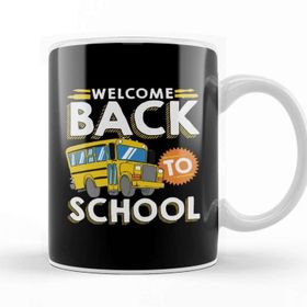 Baskı Dükkanı Welcome Back To School Kids Schoolbus New Student Beyaz Porselen Kupa Bardak