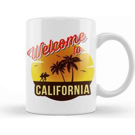 Baskı Dükkanı Welcome To California Beyaz Porselen Kupa Bardak