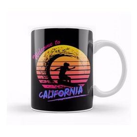 Baskı Dükkanı Welcome To California Surfer Beyaz Porselen Kupa Bardak