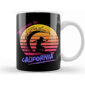 Baskı Dükkanı Welcome To California Surfer Beyaz Porselen Kupa Bardak