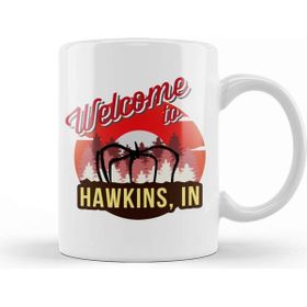 Baskı Dükkanı Welcome To Hawkins Indiana Stranger Things Beyaz Porselen Kupa Bardak