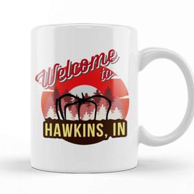 Baskı Dükkanı Welcome To Hawkins Indiana Stranger Things Beyaz Porselen Kupa Bardak