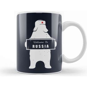 Baskı Dükkanı Welcome To Russia Bear Revolution Star Beyaz Porselen Kupa Bardak