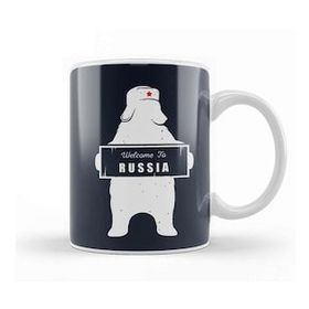 Baskı Dükkanı Welcome To Russia Bear Revolution Star Beyaz Porselen Kupa Bardak