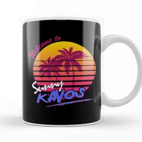 Baskı Dükkanı Welcome To Sunny Kavos Beyaz Porselen Kupa Bardak