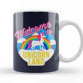 Baskı Dükkanı Welcome To Unicorn Land Beyaz Porselen Kupa