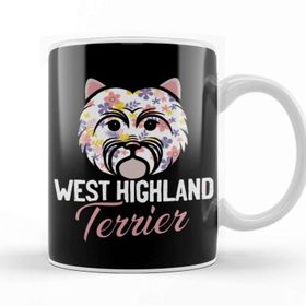 Baskı Dükkanı West Highland White Terrier Owner Floral Dog Breed Westie Beyaz Porselen Kupa Bardak