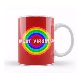 Baskı Dükkanı West Virginia Vintage Retro Rainbow Style Beyaz Porselen Kupa Bardak