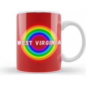 Baskı Dükkanı West Virginia Vintage Retro Rainbow Style Beyaz Porselen Kupa Bardak