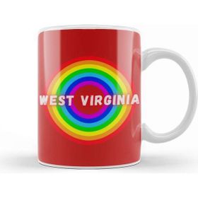 Baskı Dükkanı West Virginia Vintage Retro Rainbow Style Beyaz Porselen Kupa Bardak