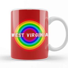 Baskı Dükkanı West Virginia Vintage Retro Rainbow Style Beyaz Porselen Kupa Bardak