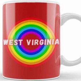 Baskı Dükkanı West Virginia Vintage Retro Rainbow Style Beyaz Porselen Kupa Bardak