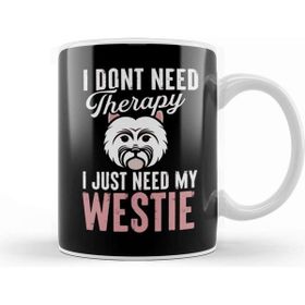 Baskı Dükkanı Westie Therapy West Highland White Terrier Owner Dog Fan Porselen Beyaz Kupa Bardak