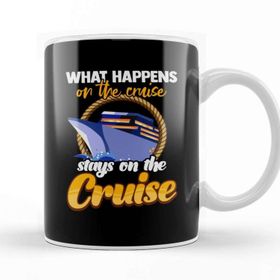 Baskı Dükkanı What Happens On The Cruise Stays On The Cruise Beyaz Porselen Kupa Bardak