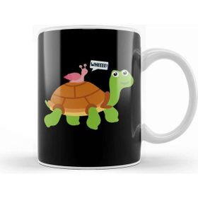 Baskı Dükkanı Wheee Snail Riding On Turtle Adorable Animal Kupa Bardak