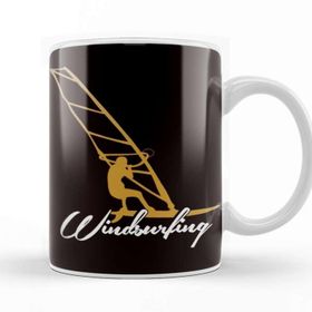Baskı Dükkanı Windsurfer Wave Ocean Windsurfing Sailboarding Surfing Beyaz Porselen Kupa Bardak