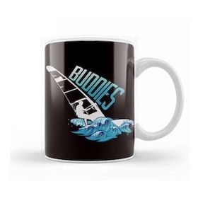 Baskı Dükkanı Windsurfing Buddies Windsurfer Surfboard Ocean Wave Surfing Beyaz Porselen Kupa Bardak