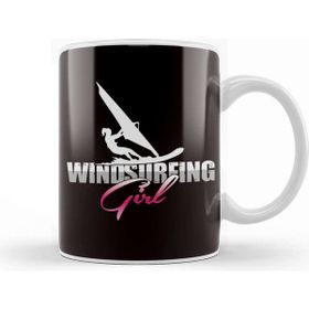 Baskı Dükkanı Windsurfing Girl Windsurfer Water Sports Ocean Wave Surfer Beyaz Porselen Kupa Bardak
