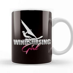 Baskı Dükkanı Windsurfing Girl Windsurfer Water Sports Ocean Wave Surfer Beyaz Porselen Kupa Bardak