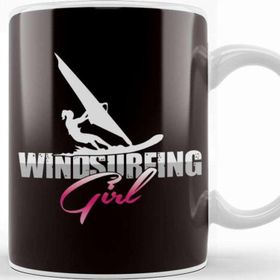 Baskı Dükkanı Windsurfing Girl Windsurfer Water Sports Ocean Wave Surfer Beyaz Porselen Kupa Bardak