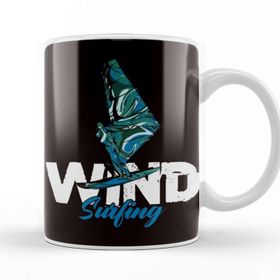 Baskı Dükkanı Windsurfing Windsurfer Sailboarding Water Sports Ocean Wave Beyaz Porselen Kupa Bardak