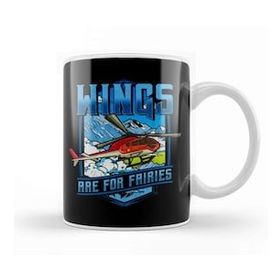 Baskı Dükkanı Wings Are For Fairies Helicopter Pilot Flying Pun Beyaz Porselen Kupa Bardak