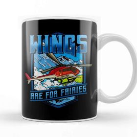 Baskı Dükkanı Wings Are For Fairies Helicopter Pilot Flying Pun Beyaz Porselen Kupa Bardak