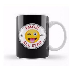 Baskı Dükkanı Winky Tongue Emoji All Star Converse Logo Beyaz Porselen Kupa Bardak