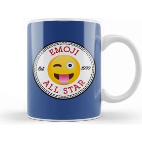 Baskı Dükkanı Winky Tongue Emoji All Star Converse Logo Beyaz Porselen Kupa Bardak