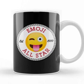 Baskı Dükkanı Winky Tongue Emoji All Star Converse Logo Beyaz Porselen Kupa Bardak