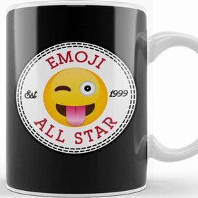Baskı Dükkanı Winky Tongue Emoji All Star Converse Logo Beyaz Porselen Kupa Bardak
