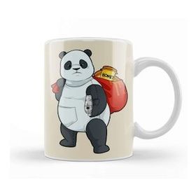 Baskı Dükkanı Winnie Bear In Disguise Panda Bears Guns Honey Beyaz Porselen Kupa Bardak