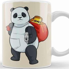Baskı Dükkanı Winnie Bear In Disguise Panda Bears Guns Honey Beyaz Porselen Kupa Bardak