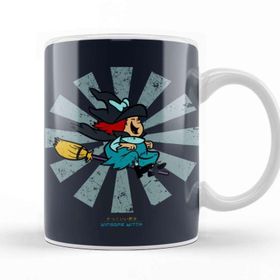 Baskı Dükkanı Winsome Witch Retro Japanese Beyaz Porselen Kupa Bardak