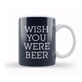 Baskı Dükkanı Wish You Were Beer Beyaz Porselen Kupa Bardak