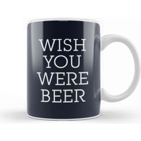 Baskı Dükkanı Wish You Were Beer Beyaz Porselen Kupa Bardak