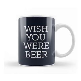 Baskı Dükkanı Wish You Were Beer Beyaz Porselen Kupa Bardak
