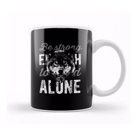 Baskı Dükkanı Wolf Be Strong Alone Beyaz Porselen Kupa Bardak