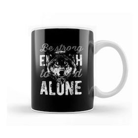 Baskı Dükkanı Wolf Be Strong Alone Beyaz Porselen Kupa Bardak